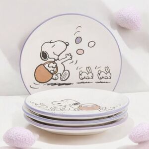 4 Designs- PEANUTS Snoopy & Woodstock Easter/Spring Appetizer Plate Set 6” NEW!